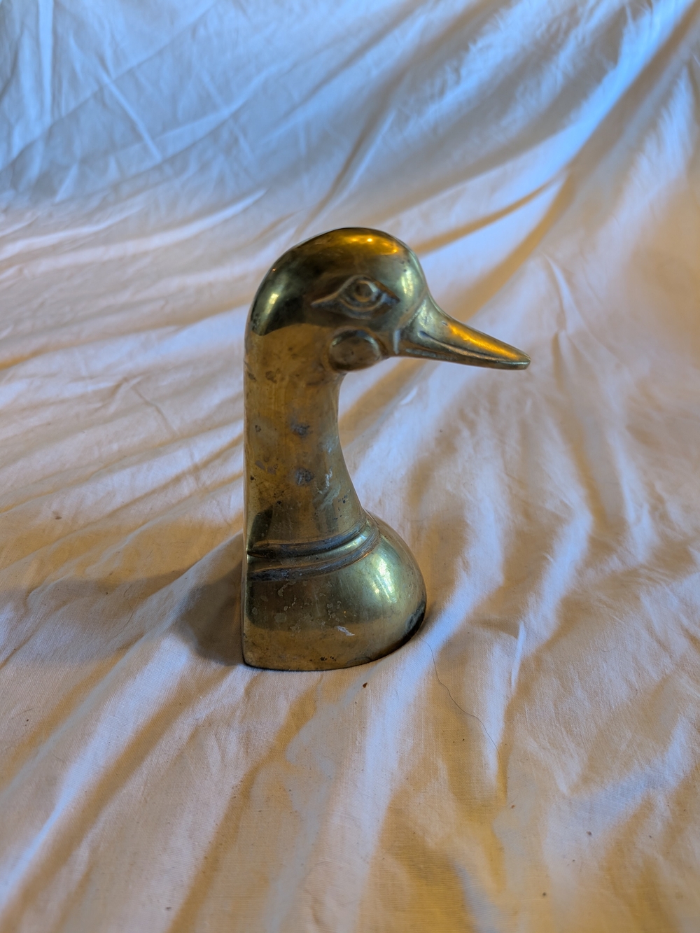 2/80$ Vintage Brass Bookends Duck Head Figurine - Gold Tone
